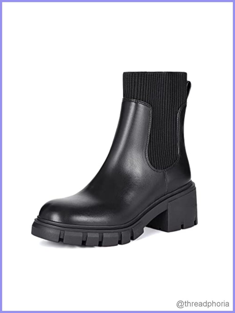 Chunky Platform Heeled Chelsea Ankle Boots with Sock Lining